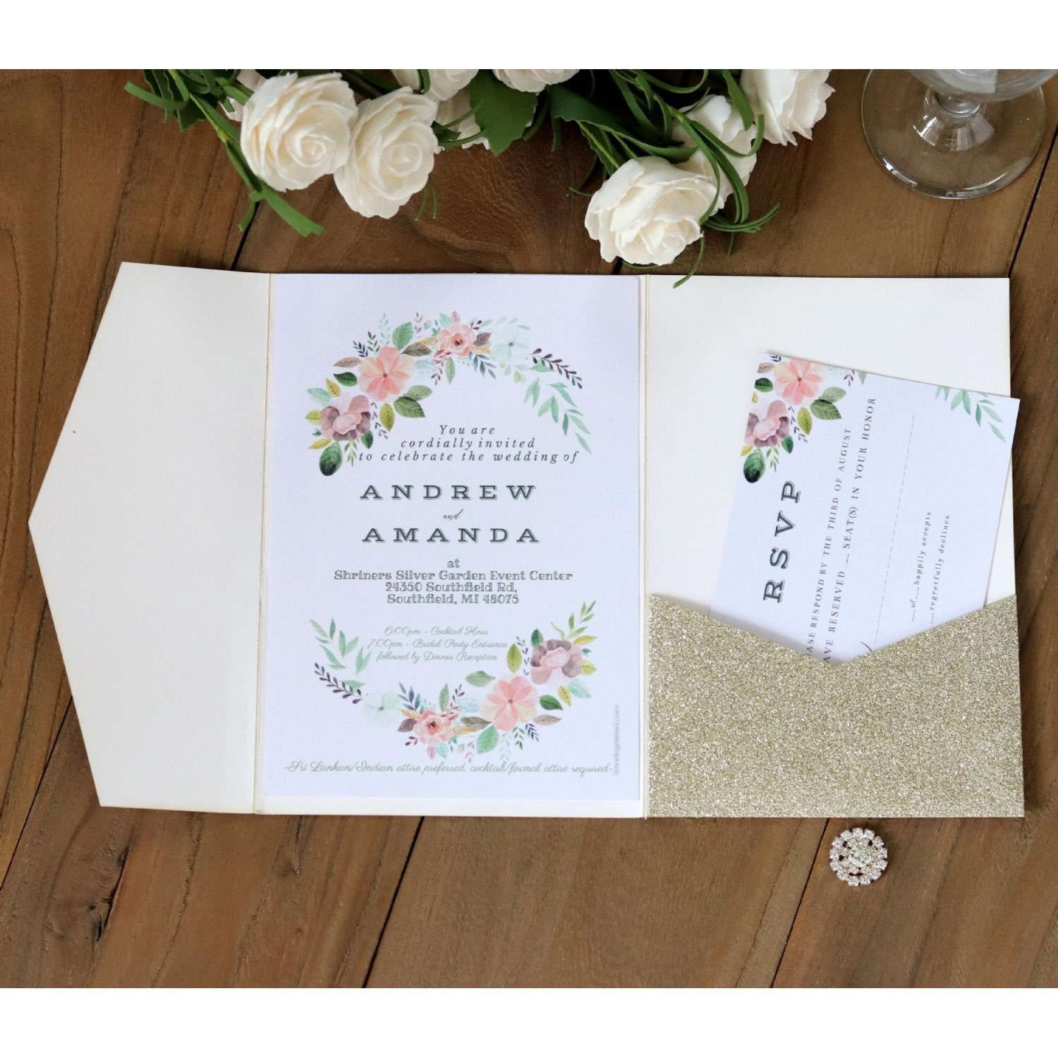 Golden Wedding Invitation Card Business Card 